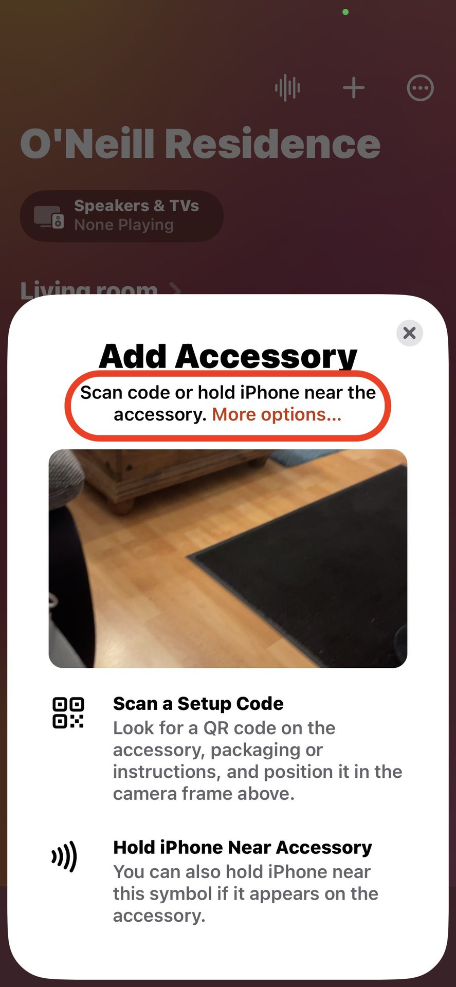 iphone home app adding accesory options