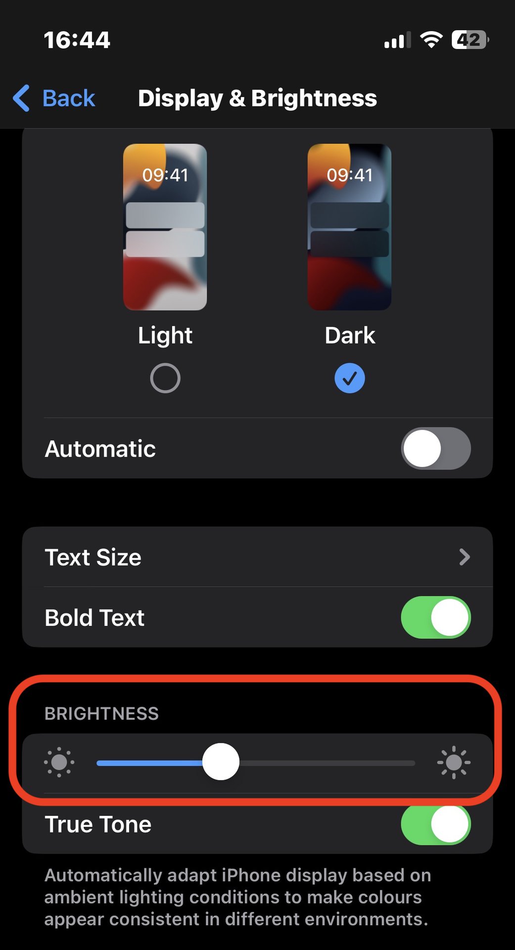 iphone adjust brightness