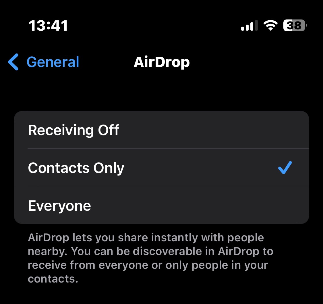 iphone airdrop settings