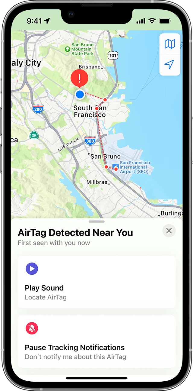 iphone airtag detected map