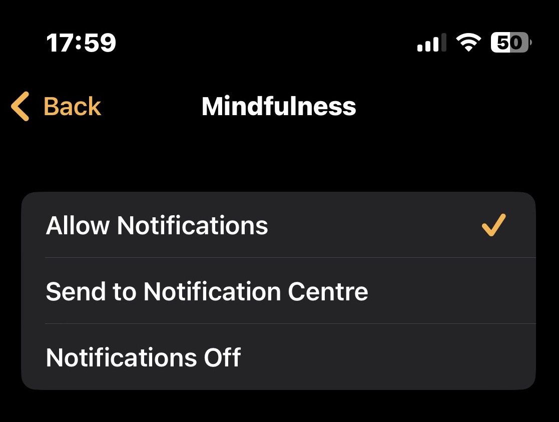 iphone apple watch app mindfulness notifications