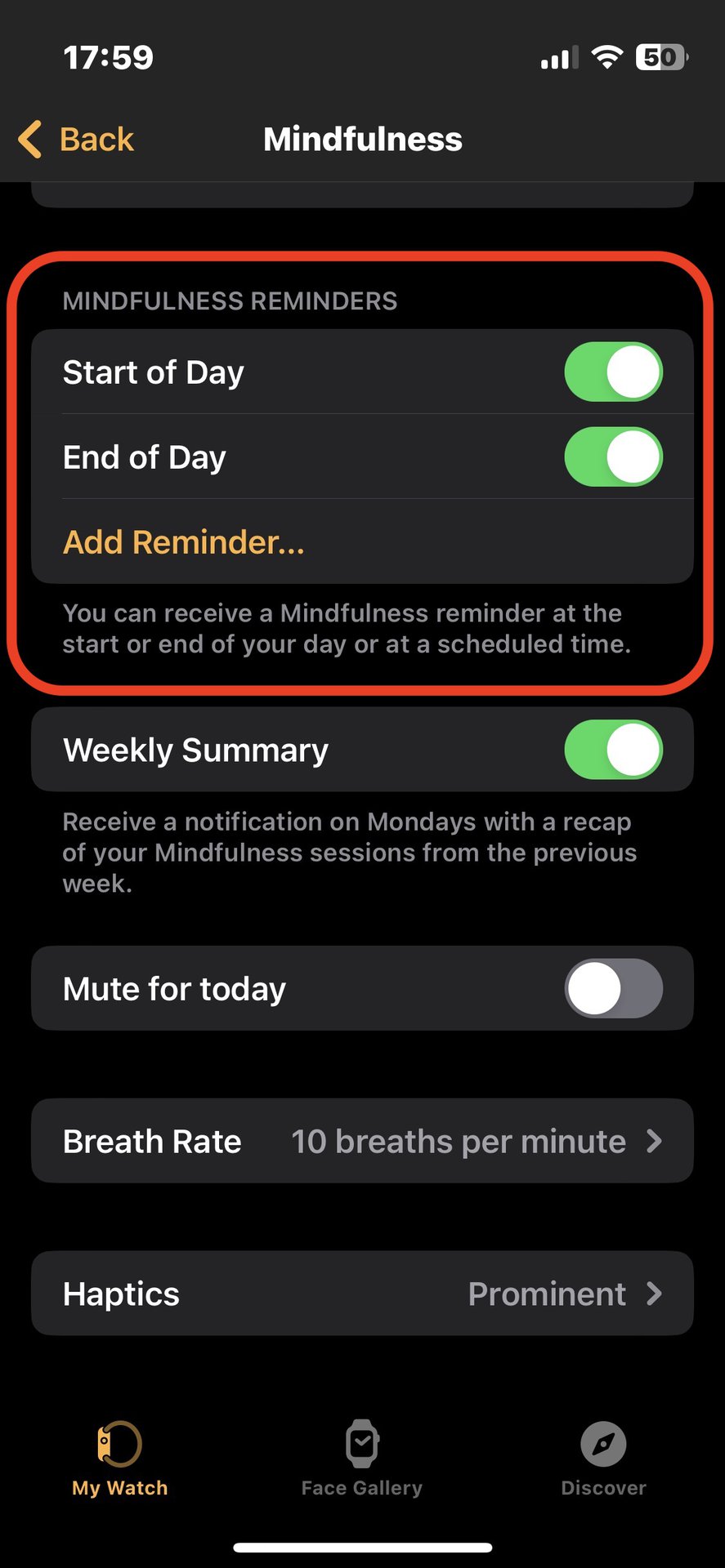 iphone apple watch app mindfulness schedule