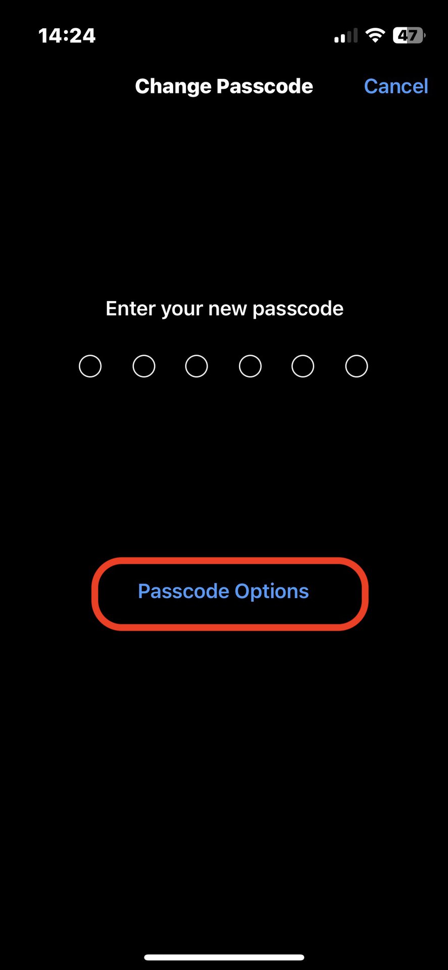 iphone change passcode