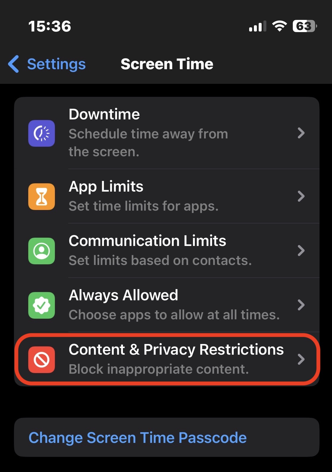 Restricciones de privacidad del contenido del iPhone Controles parentales