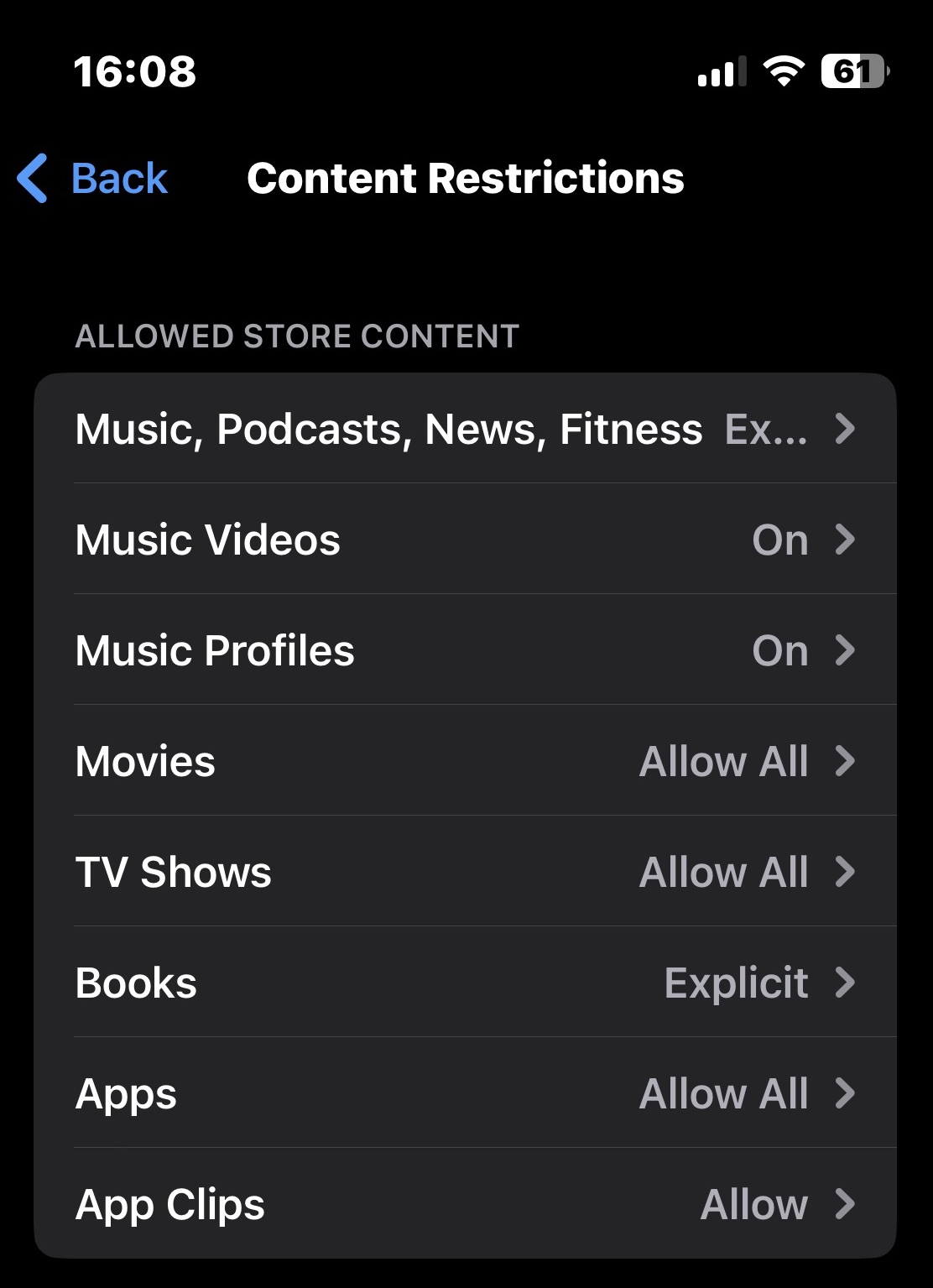 Restricciones de contenido explícito de iPhone Controles parentales