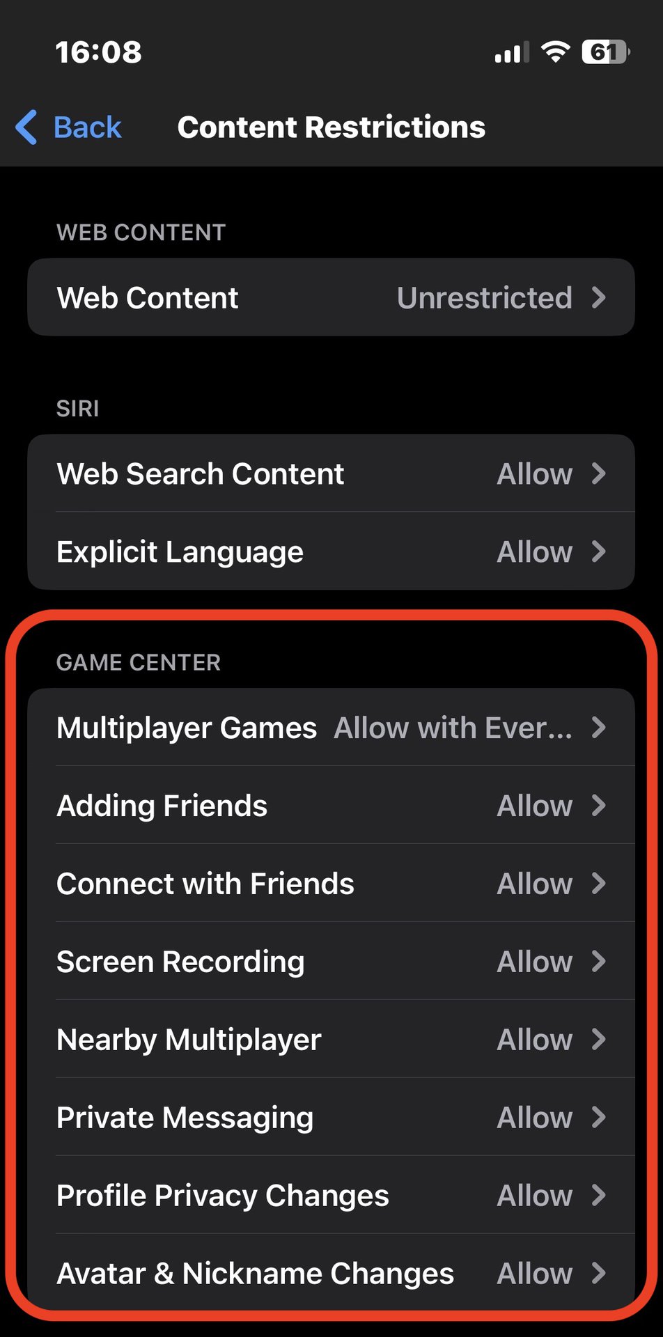 iphone restrictions games parental controls