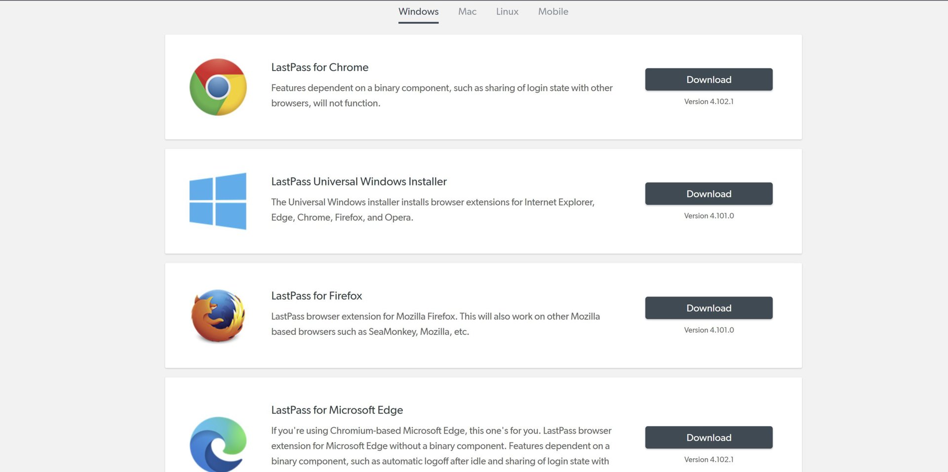 lastpass browser extensions