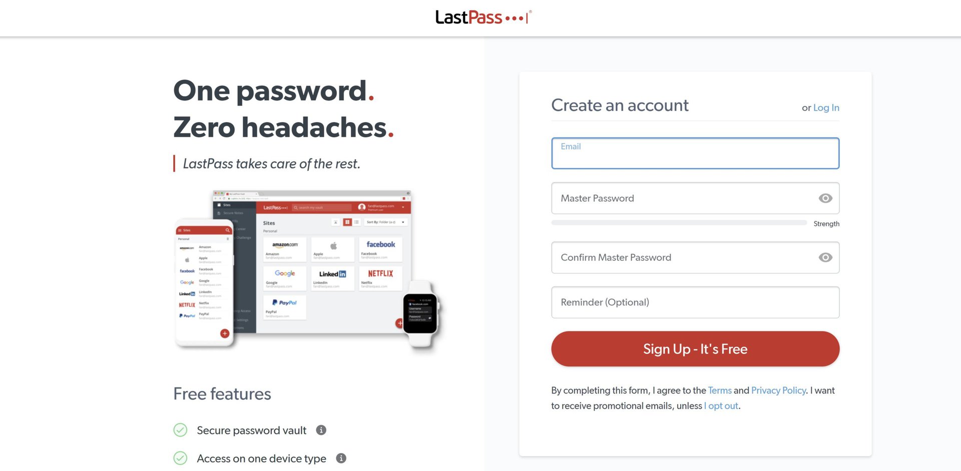 lastpass create account