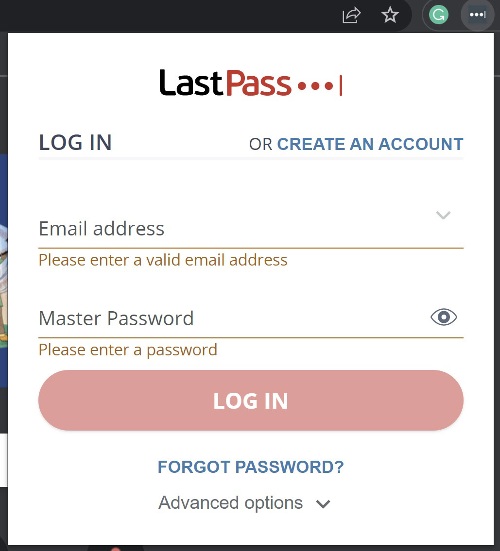 lastpass login chrome extension