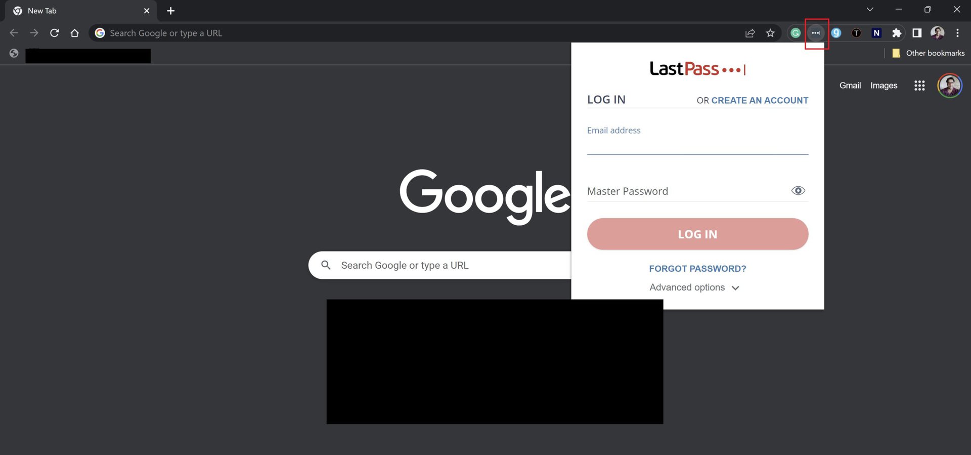 lastpass login to extension