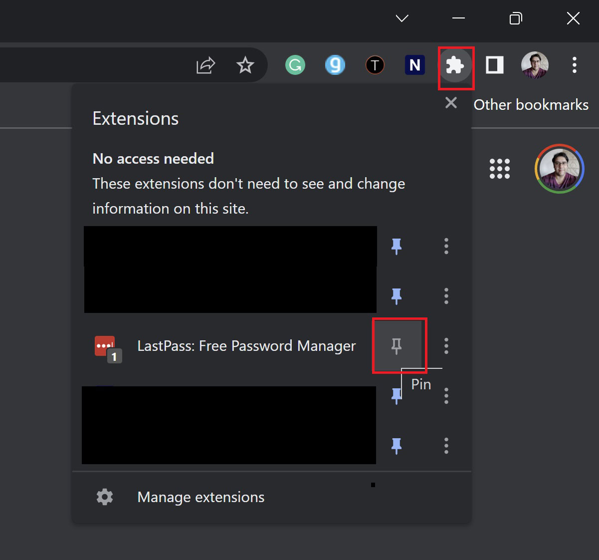 lastpass pin extension