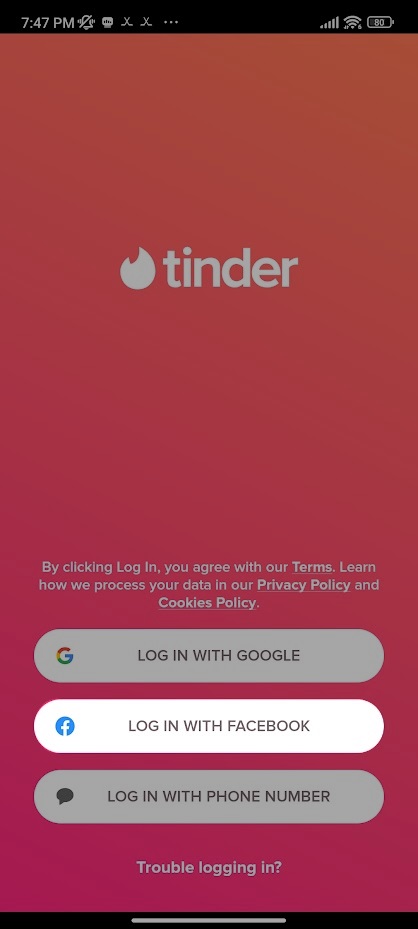 log in with facebook button tinder