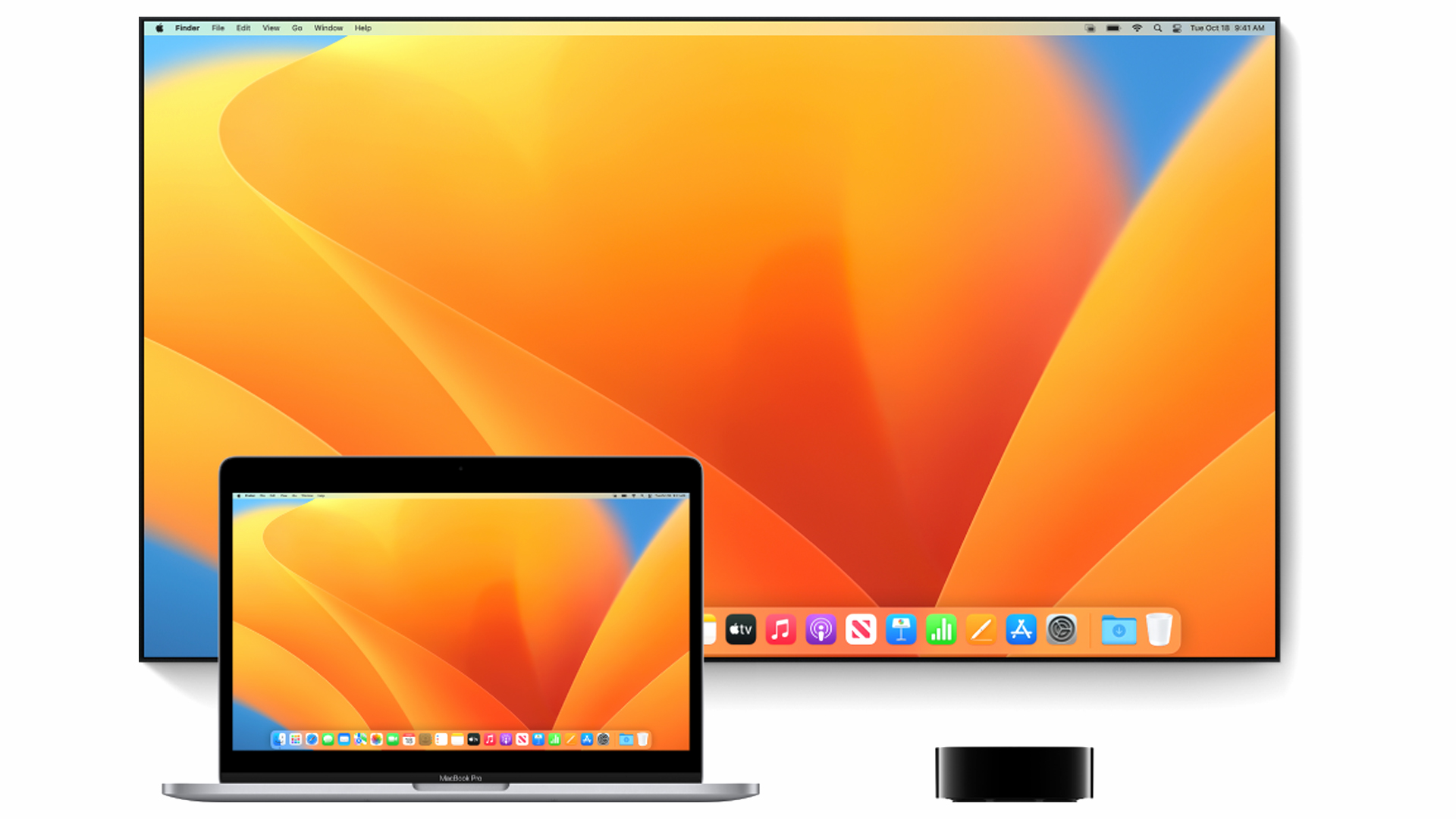 macOS Ventura mirrored on an Apple TV 4K