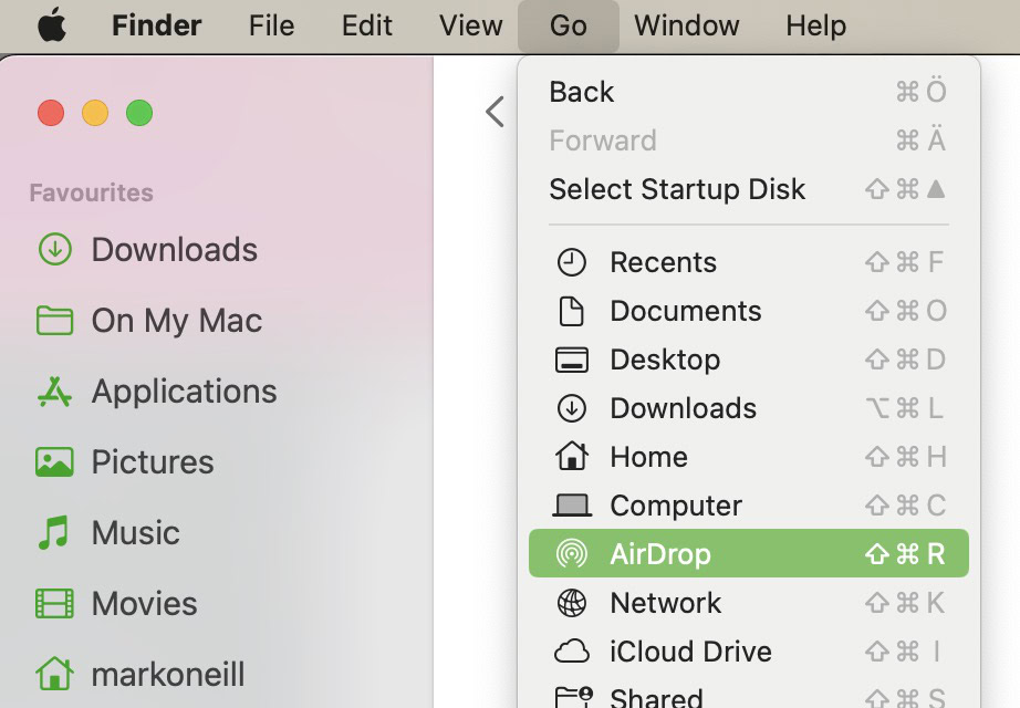 macos airdrop menu