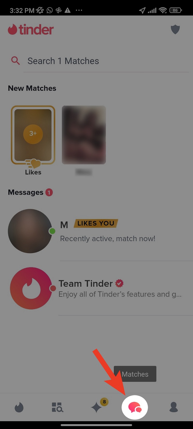 match tab on Tinder