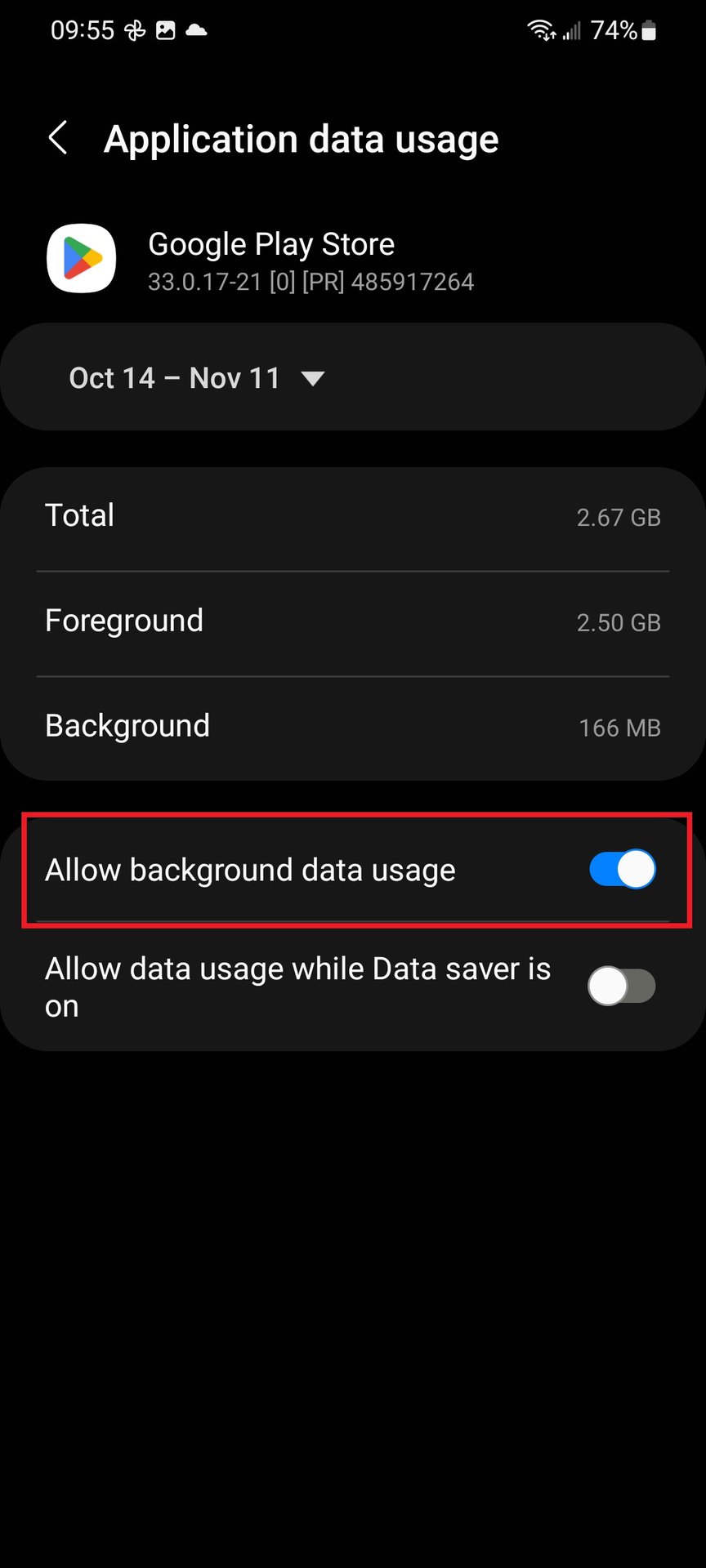 samsung disable background data usage