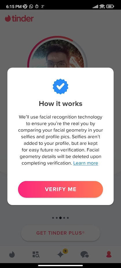 tap verify me tinder