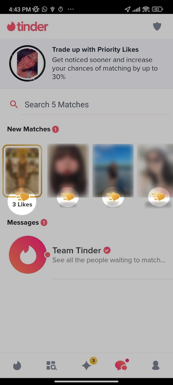 tinder gold hearts in the match convo screen
