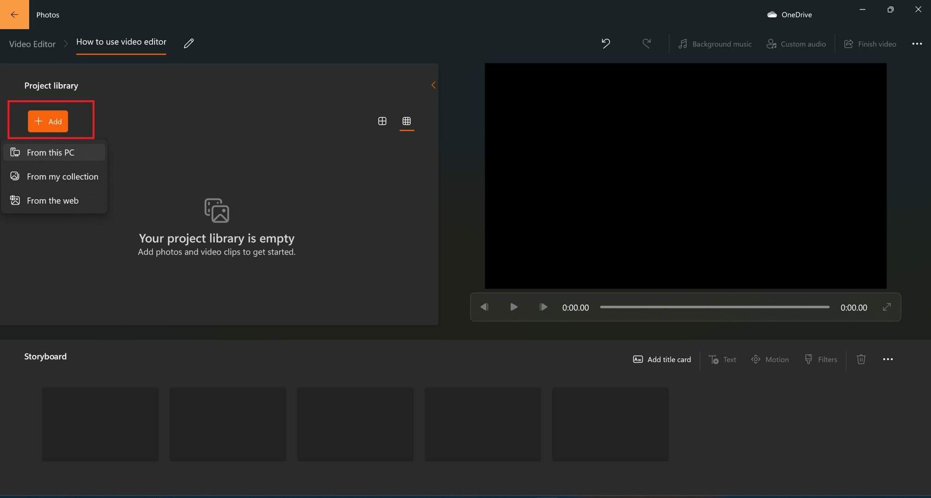 windows 11 video editor add video files