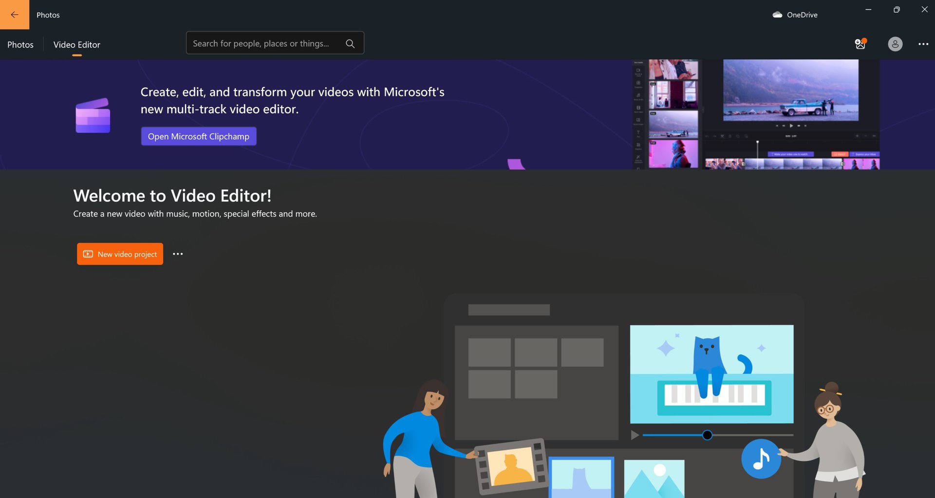 windows 11 video editor create project