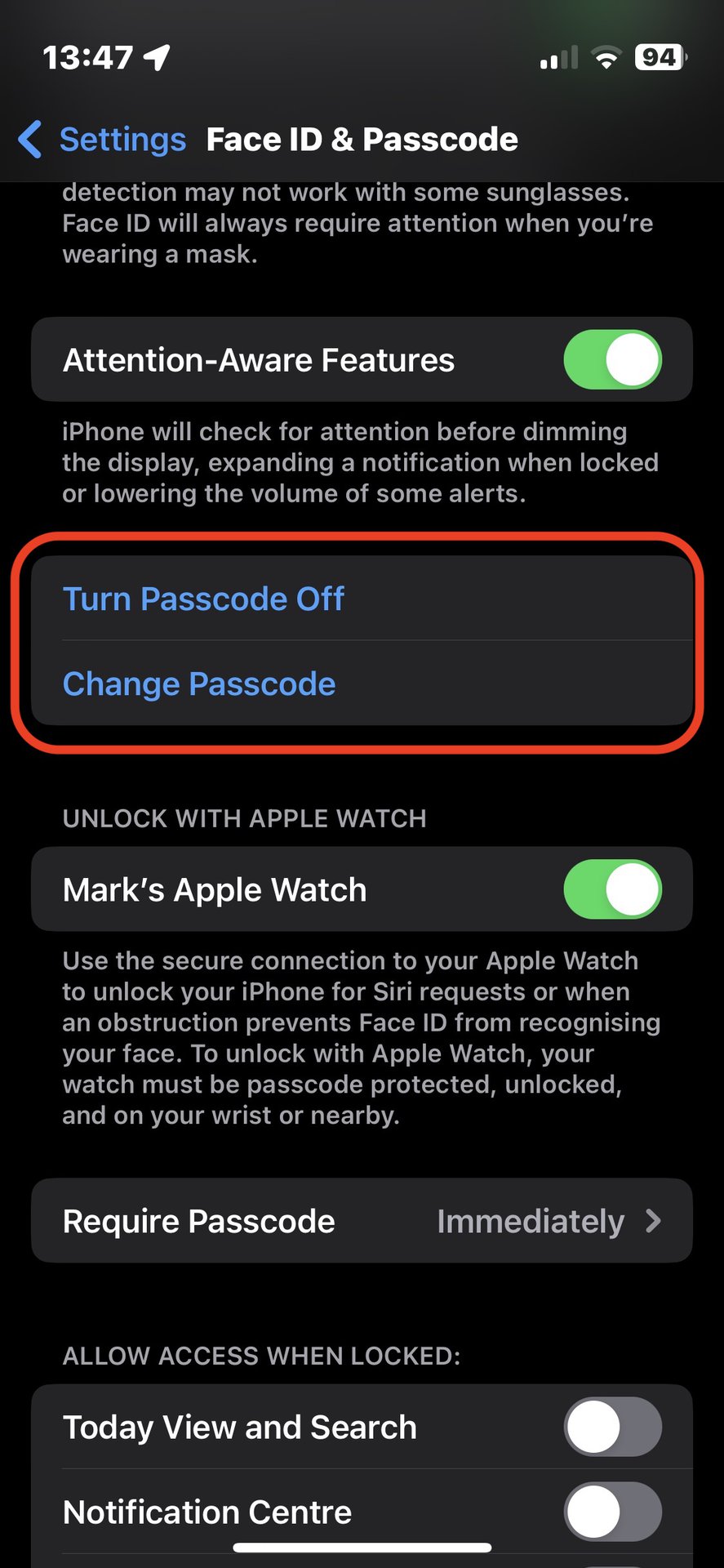 01 iphone turn on change passcode