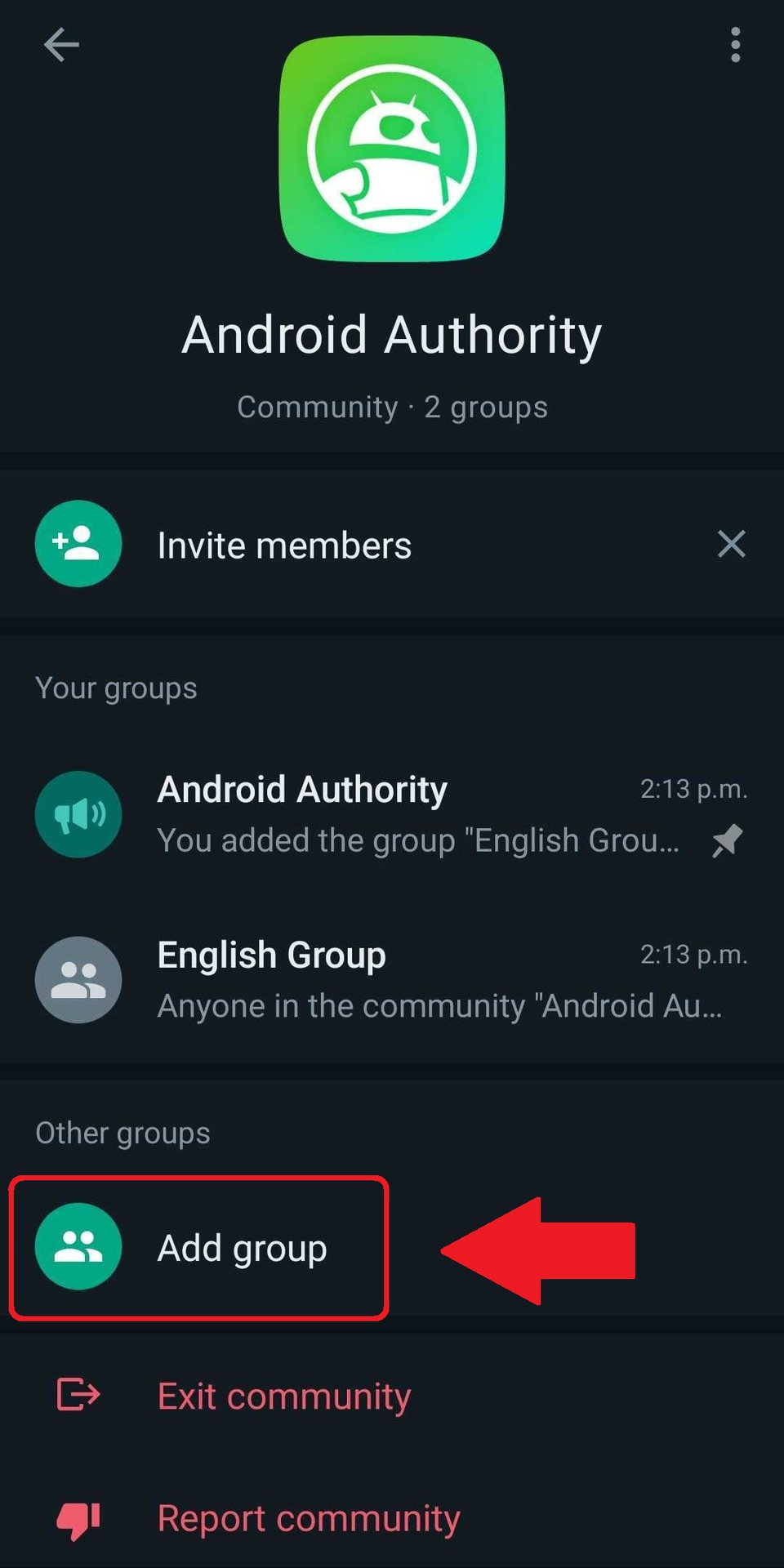 Tambahkan grup Komunitas WhatsApp