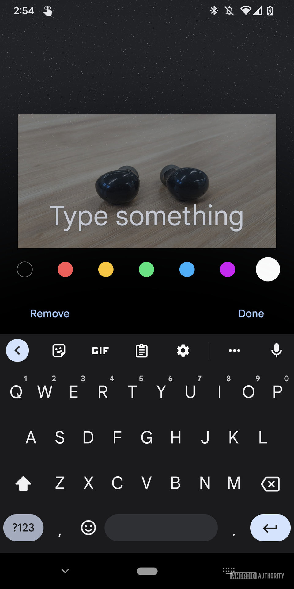 The Photos app on Android showing the Text option and its formatting options.