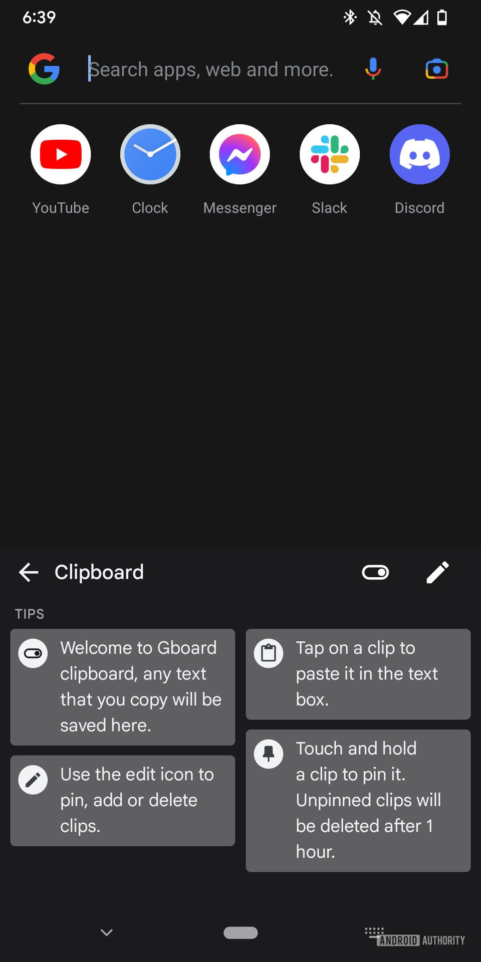 A screenshot of the Android clipboard.