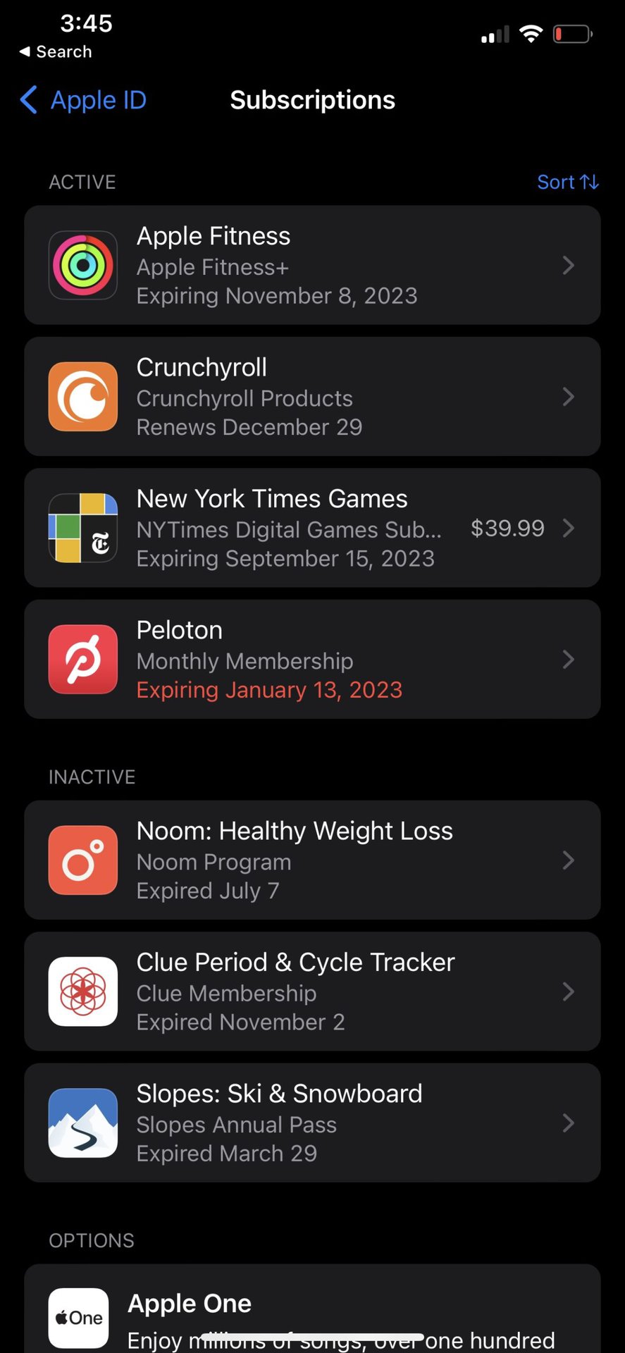 Apple ID Subscriptions iPhone Screenshot