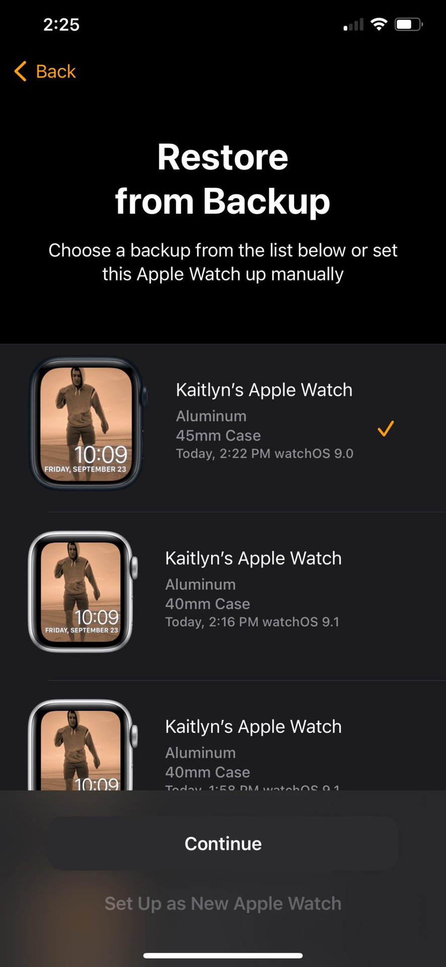 Apple Watch Restore Continue