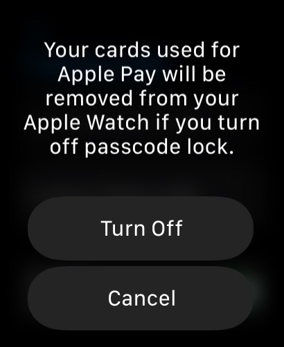 Apple Watch Turn Off Passcode Confirmation