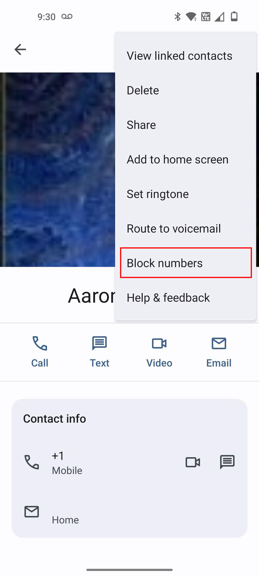 Block a phone number on OnePlus using the Contacts section from the Phone app 3