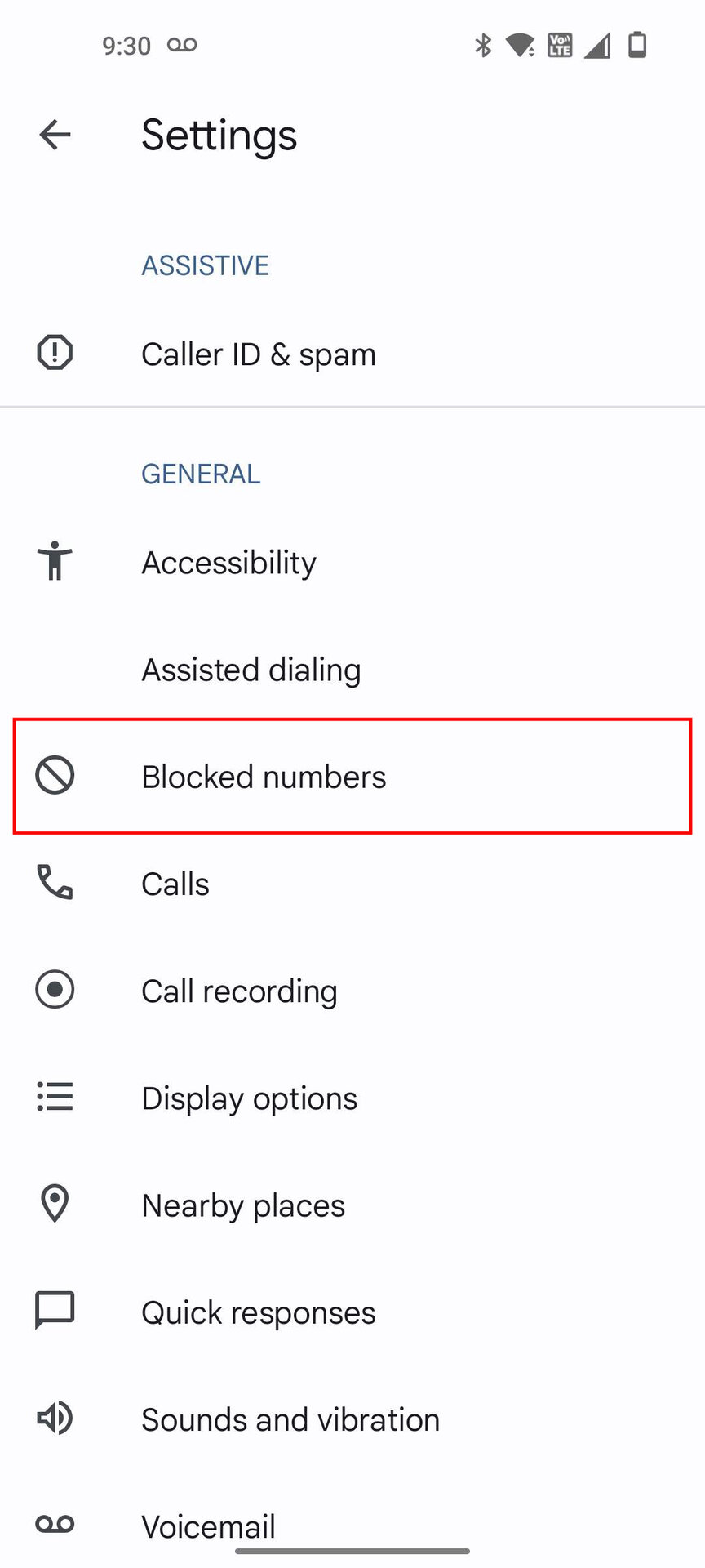 Block a phone number on OnePlus using the Phone app settings 3