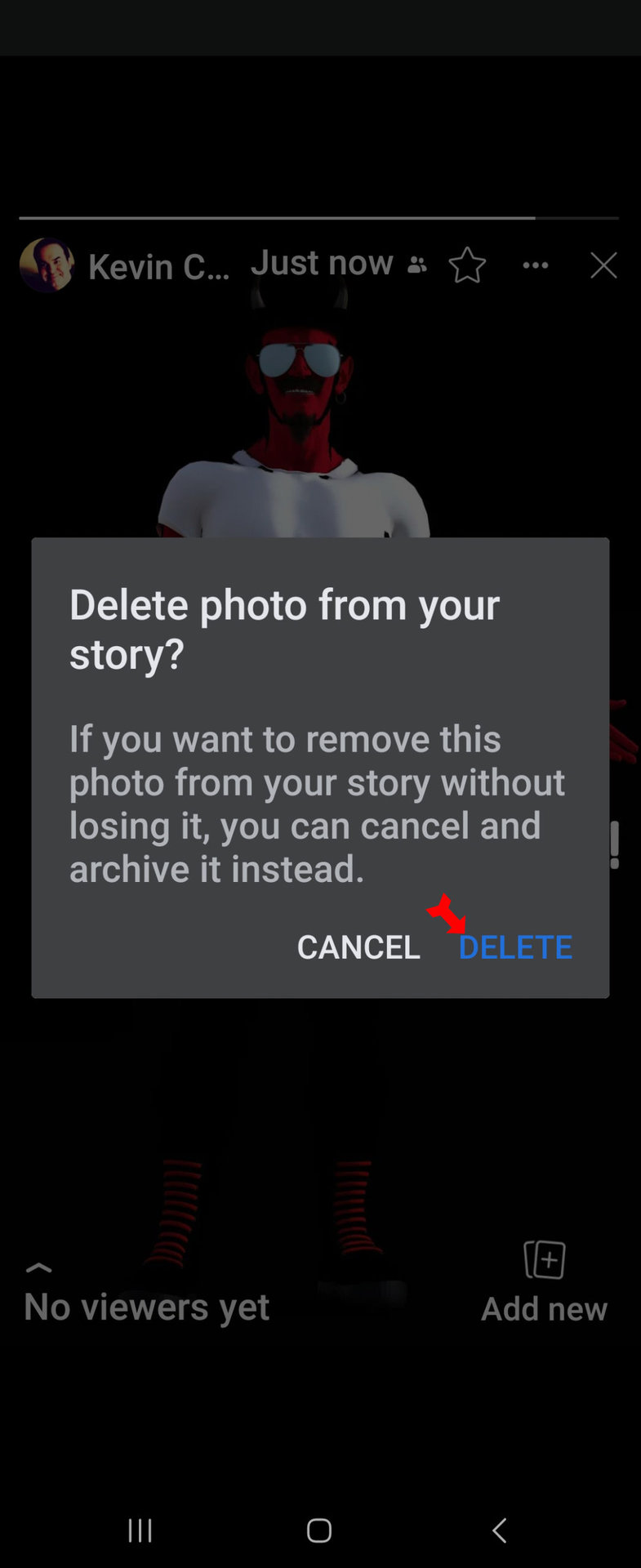 Delete Facebook Story App Confirm Delete