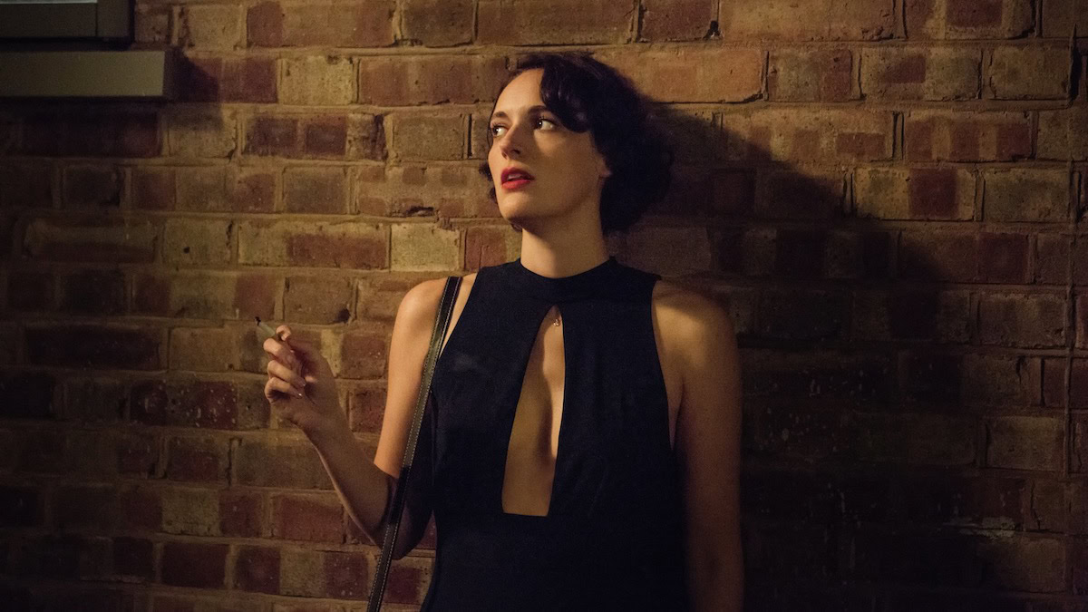 Pheobe Waller-Bridge smokes a cigarette in Fleabag