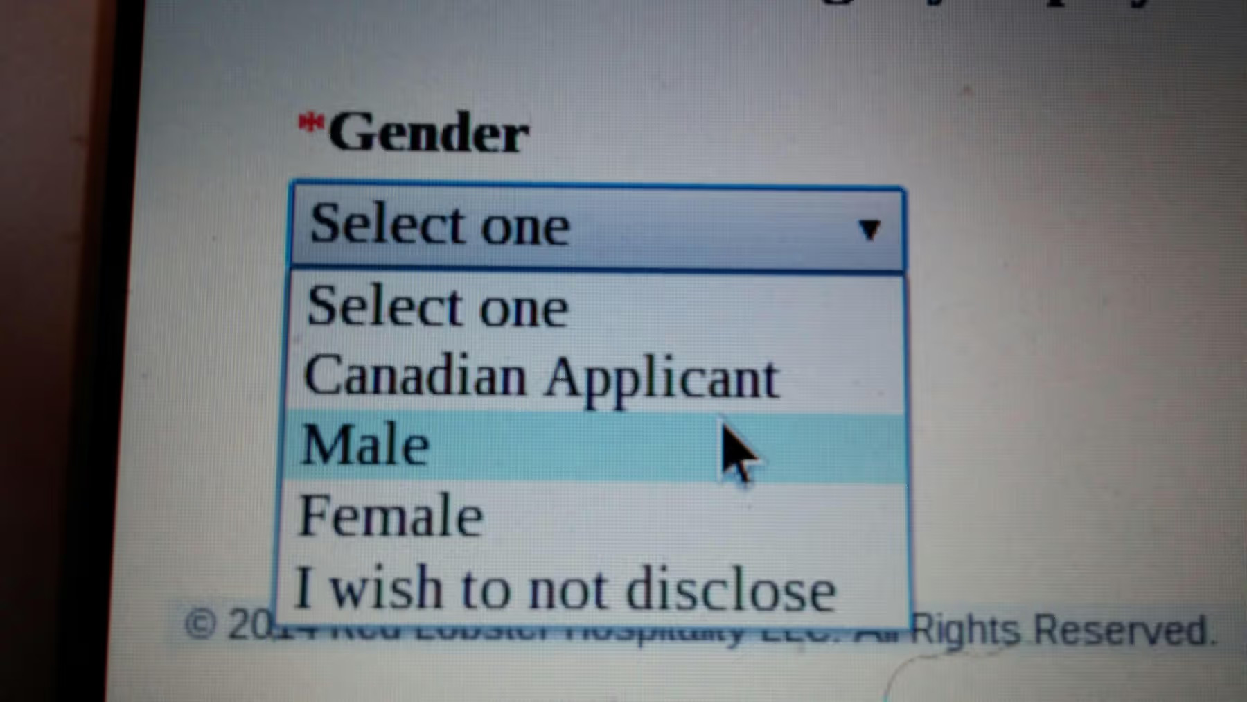 Genders WTF Canadian Applicant