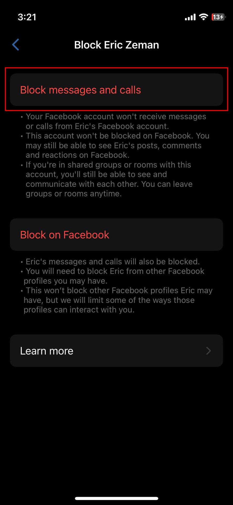 How to block a contact on Messenger for iPhone (3)