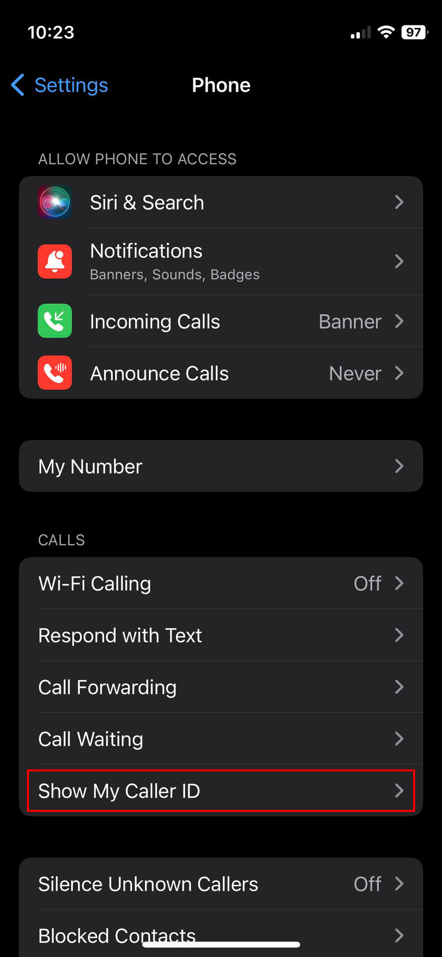 How to block your number from the iOS settings 2
