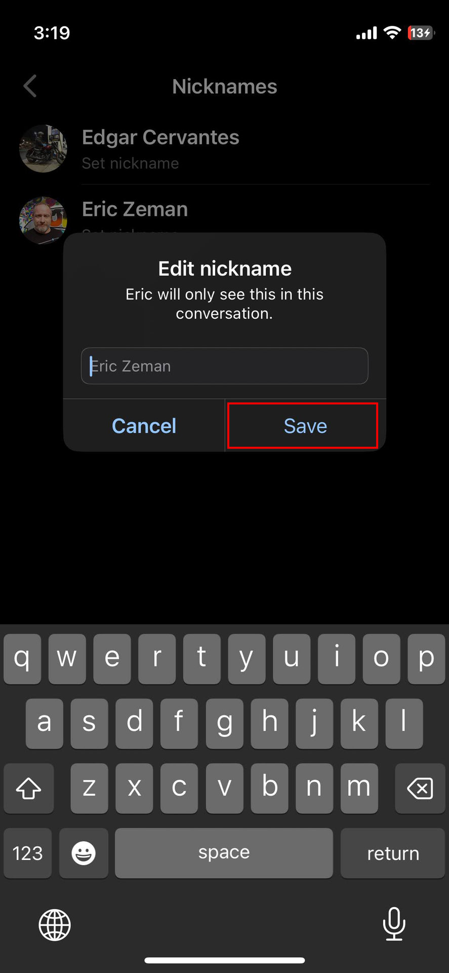 How to change a Messenger nickname on iPhone (4)