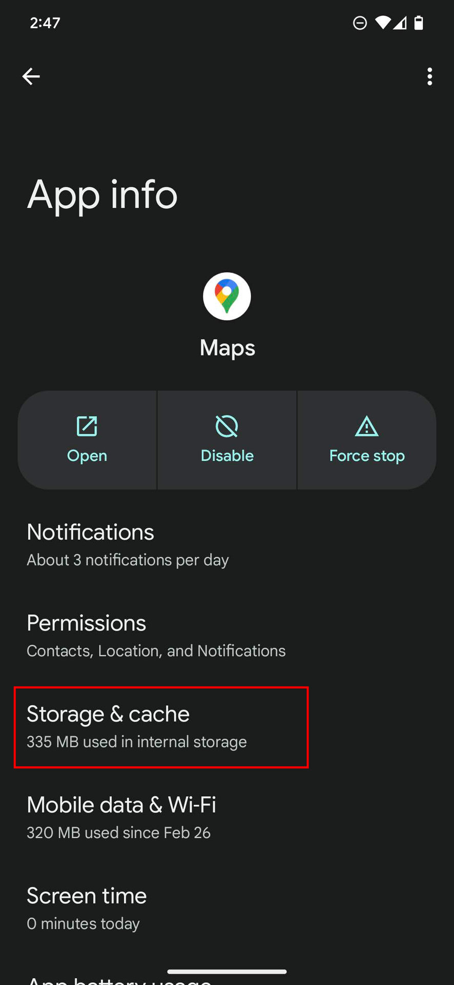 How to clear Google Maps cache on Android 3