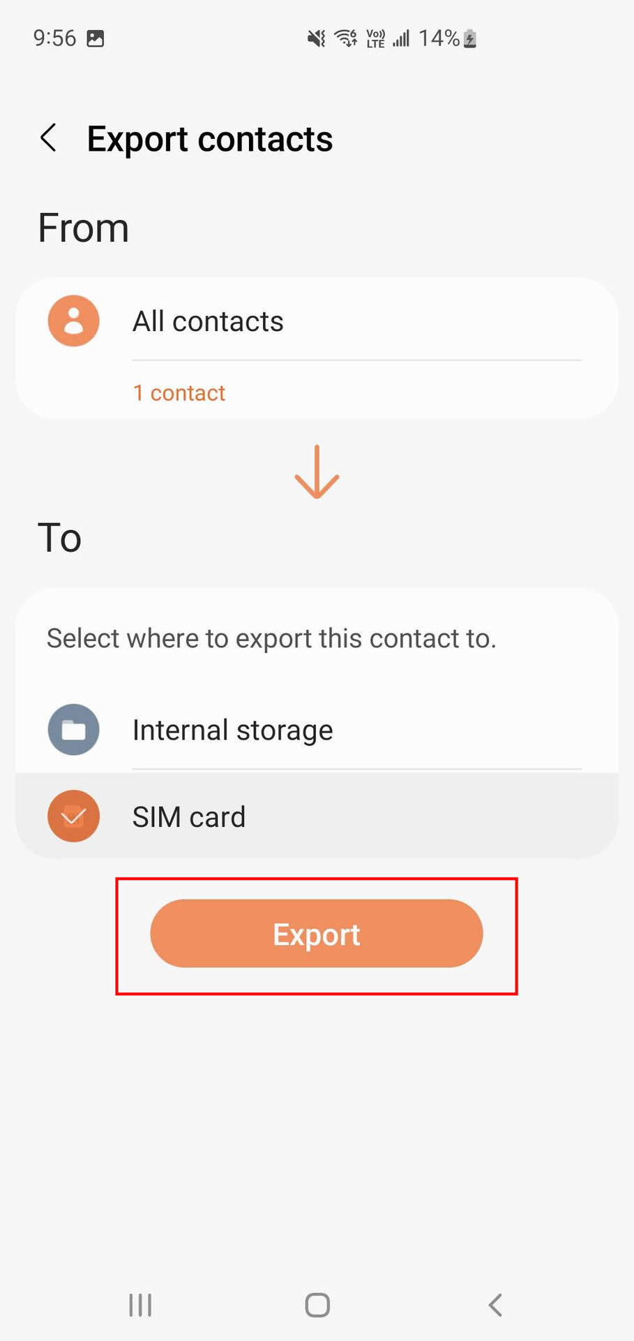 How to export contacts to your SIM card on a Samsung phone 7