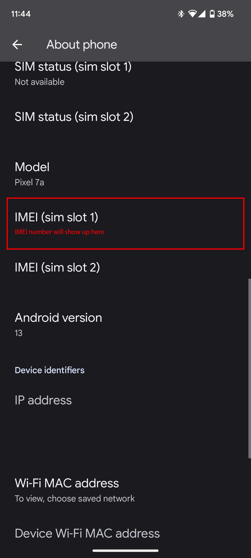 How to get your IMEI number in the Android settings 2