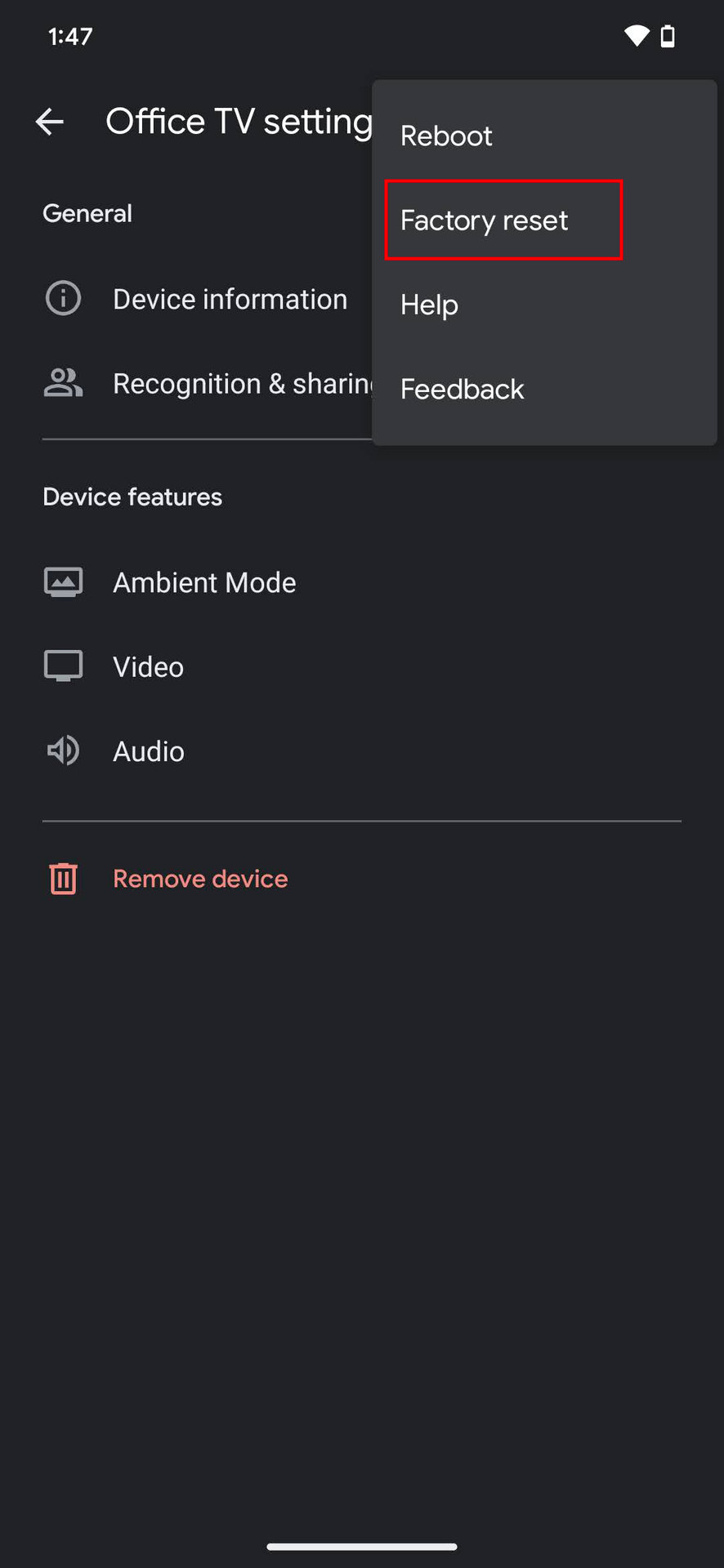 How to perform a factory reset on a Chromecast 4