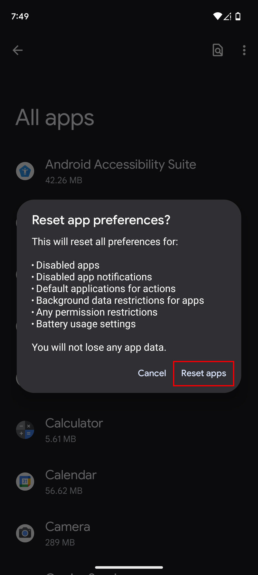 How to reset default apps on Android 5