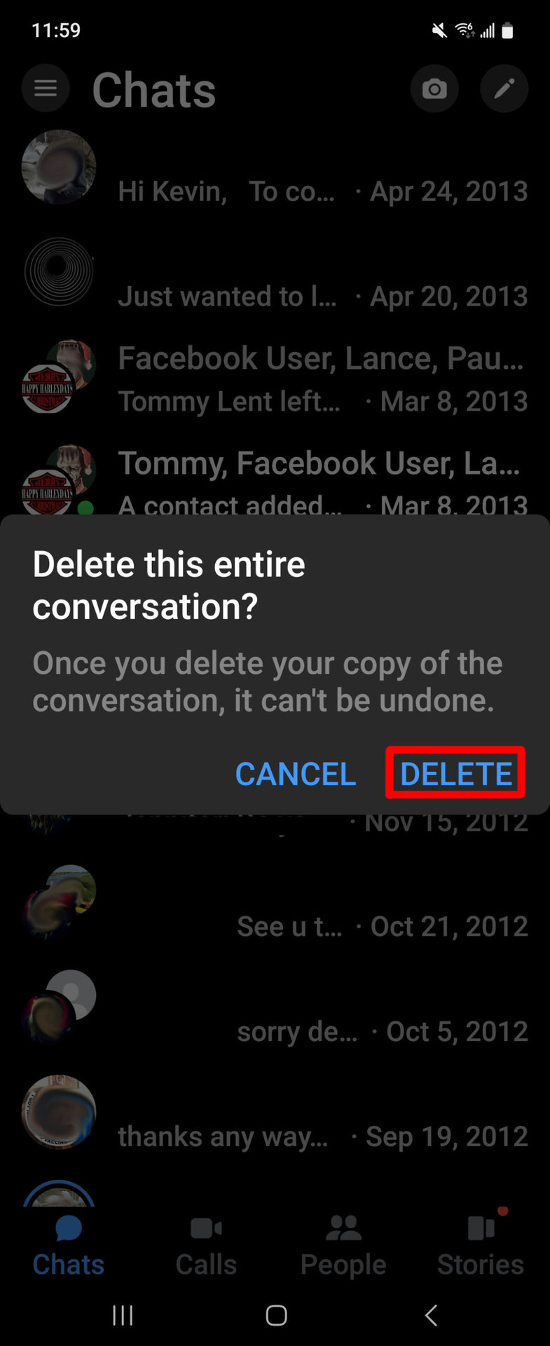 Messenger Delete Confirm Conversation Deletion