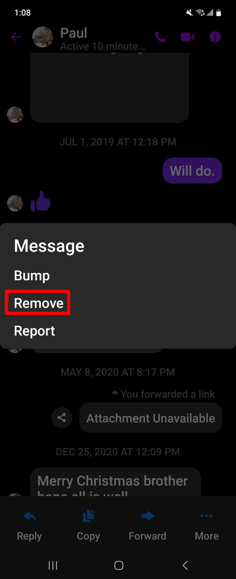 Messenger Delete Message Remove Option 1