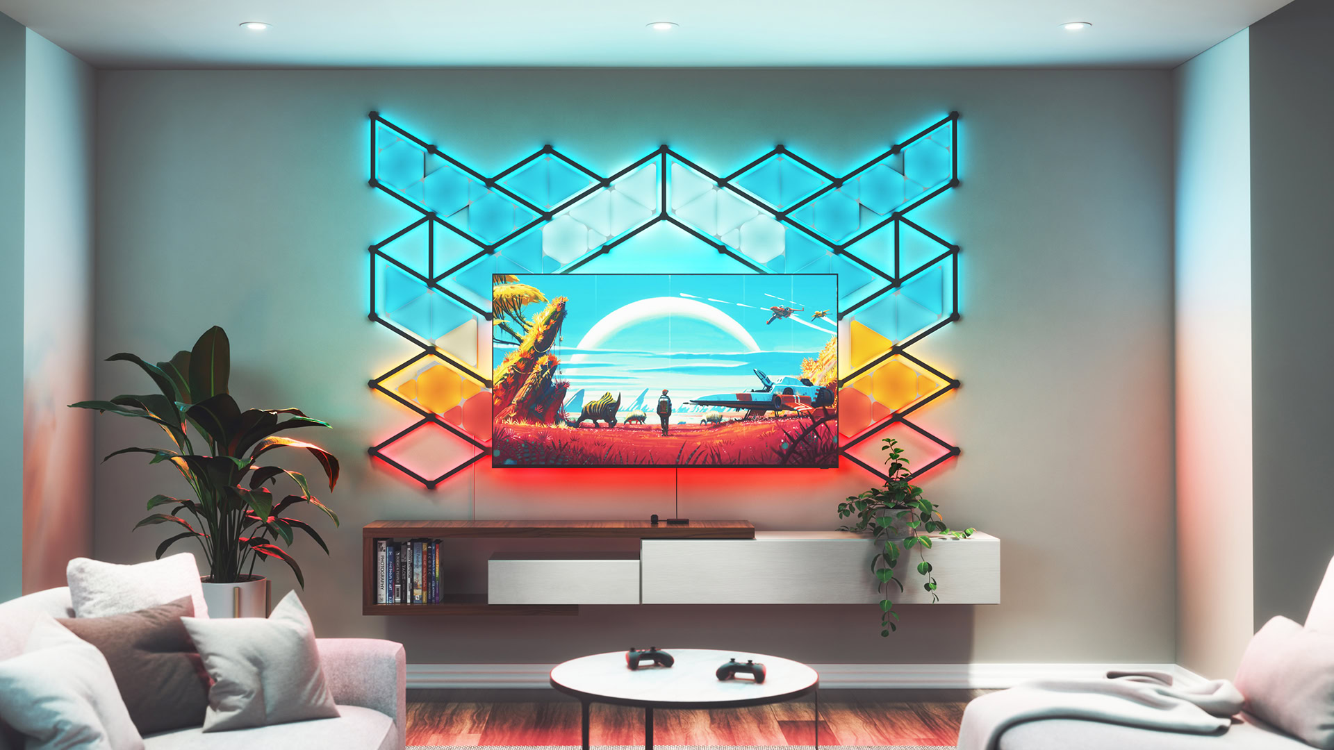 Nanoleaf 4D Shapes Lines Black Skins Living Room 4000x4000