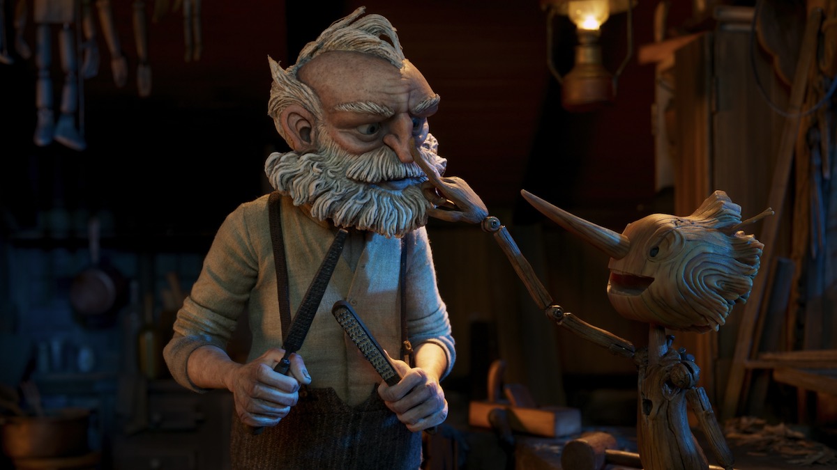 Pinocchio and Gepetto in Guillermo del Toro's Pinocchio