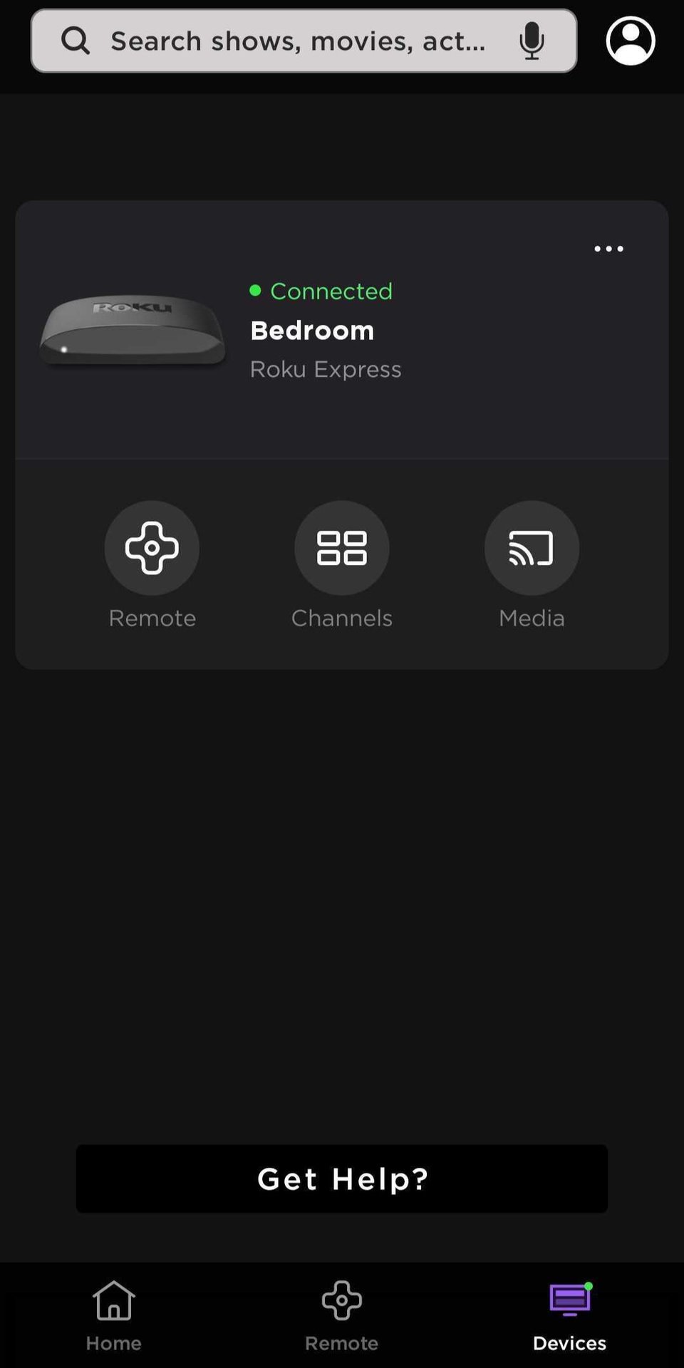 Roku app device info and cast