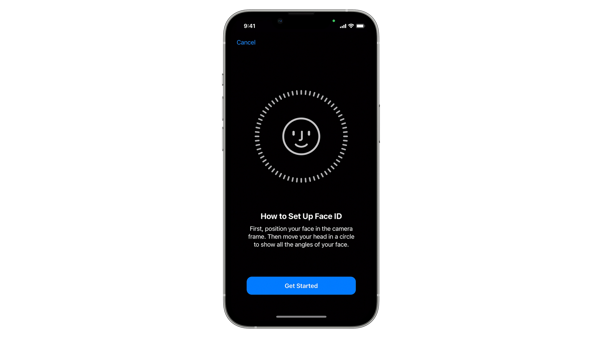 Setting up Face ID on an iPhone